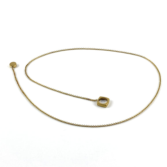 Ball & Chain Lariat Necklace - Brass